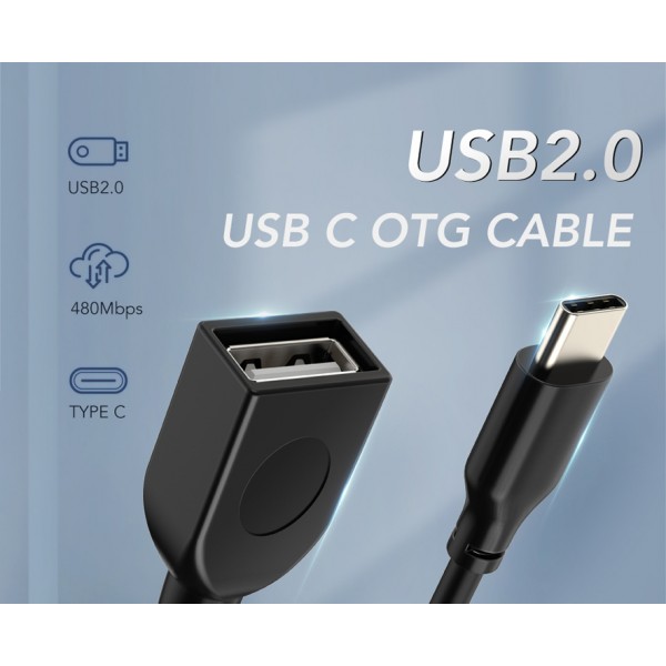 CABLETIME καλώδιο USB-C σε USB CMAF2, 480Mbps, 0.15m, μαύρο