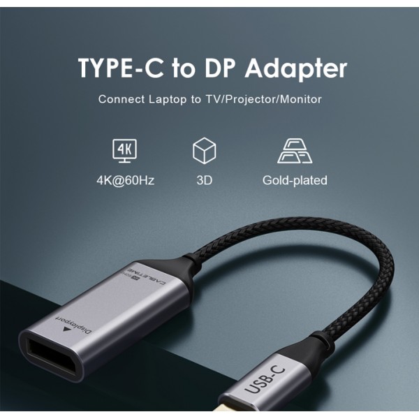 CABLETIME αντάπτορας USB-C σε DisplayPort CT-CMDP1, 4K/60Hz, μαύρος