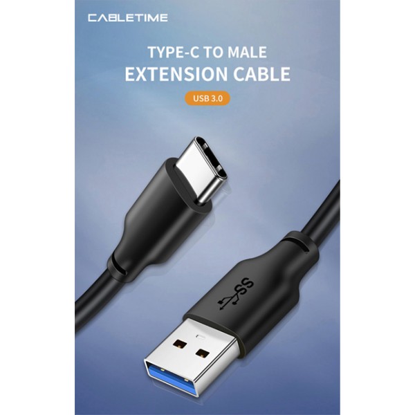 CABLETIME καλώδιο USB-C σε USB CMAMN, 3A, 5Gbps, 2m, μαύρο