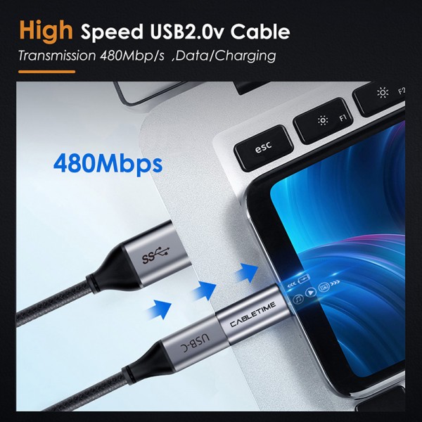 CABLETIME αντάπτορας micro USB σε USB-C CT-CFMCB, 480Mbps, γκρι