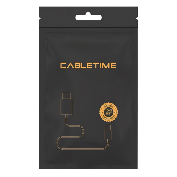 CABLETIME καλώδιο USB-C CMCM100W, 100W PD, 480Mbps, 2m, μαύρο