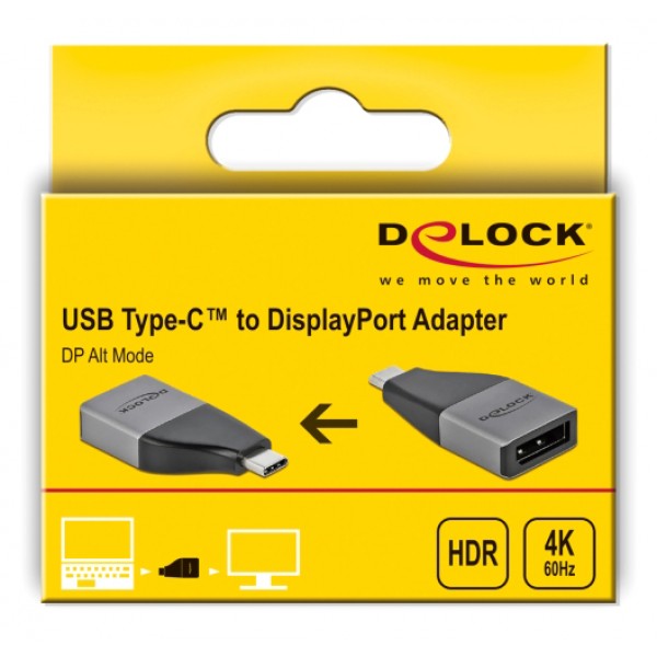 DELOCK αντάπτορας USB 3.2 Gen 1 Type-C σε DisplayPort 64120, 4K 60 Hz