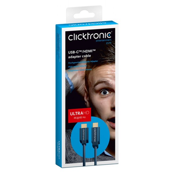 CLICKTRONIC καλώδιο HDMI σε USB Type-C 44930, 4K/60Hz, 3m, μπλε