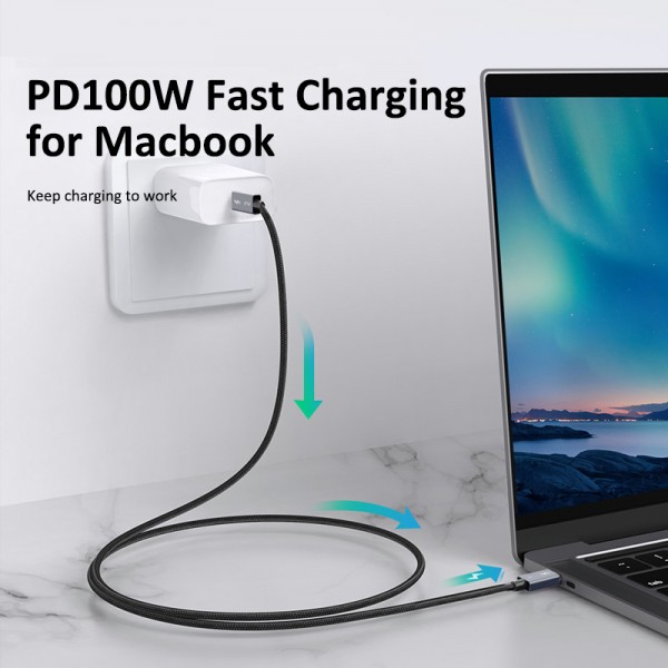 CABLETIME καλώδιο USB-C CT-C160 Thunderbolt3, 100W 40Gbps, 5K, 2m, μαύρο