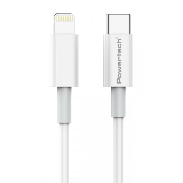 POWERTECH καλώδιο USB-C σε Lightning PTR-0107, 20W, PD, 1m, λευκό