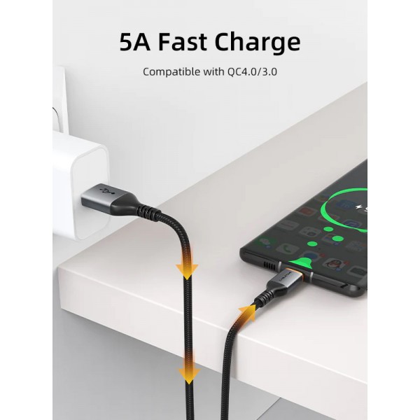 CABLETIME καλώδιο USB σε USB-C CT-AMCM5A, 5A, 1m, μαύρο