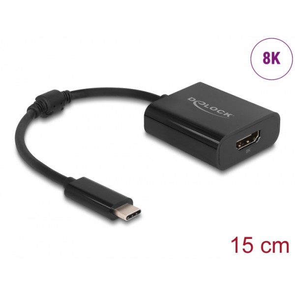 DELOCK αντάπτορας USB-C σε HDMI 64175, 8K/30Hz, HDR, μαύρος