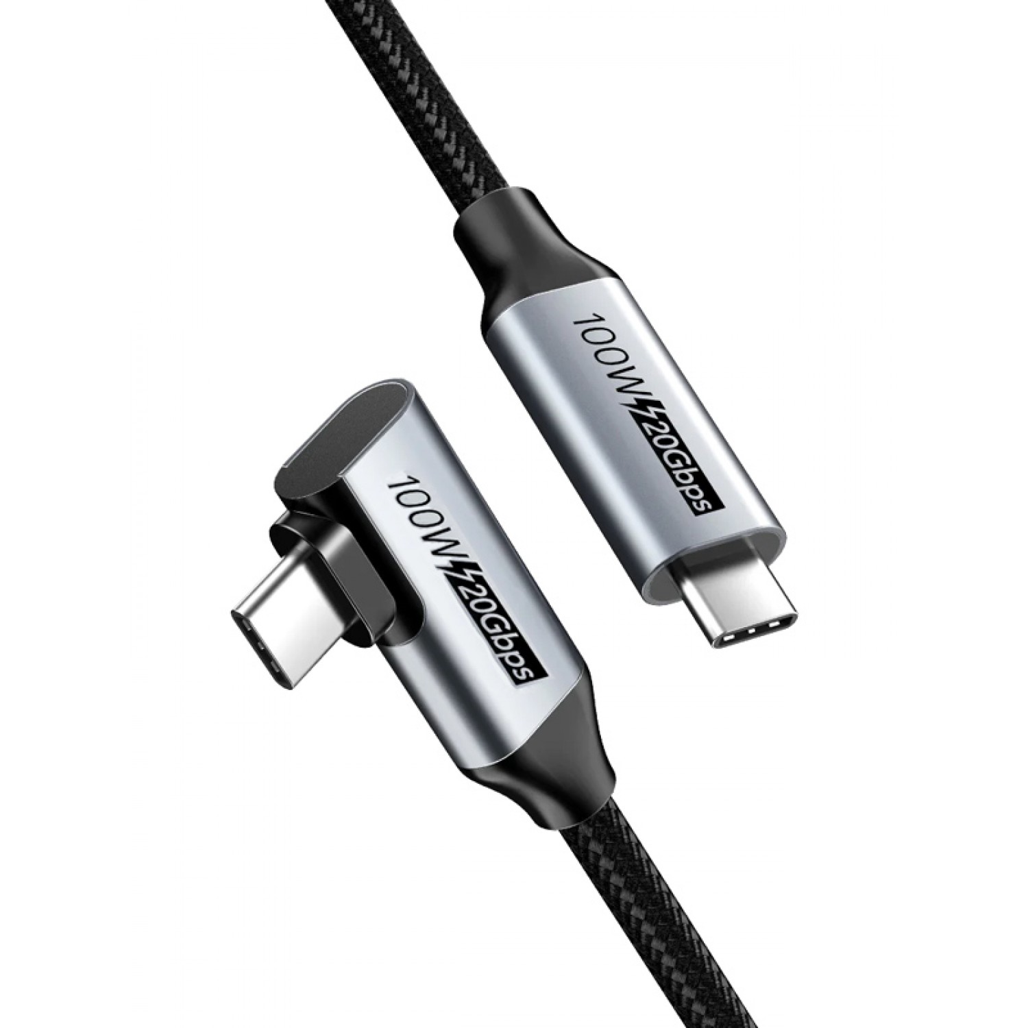 CABLETIME καλώδιο USB-C C160, γωνιακό, PD 100W, 20Gbps, 4K, 1m, μαύρο