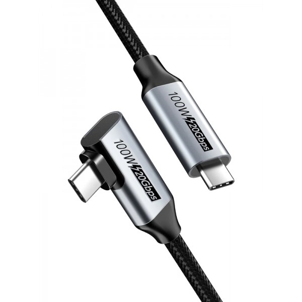 CABLETIME καλώδιο USB-C C160, γωνιακό, PD 100W, 20Gbps, 4K, 1m, μαύρο