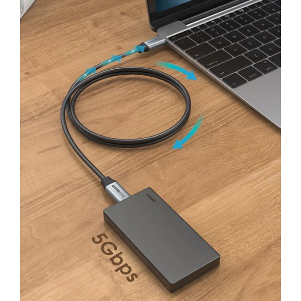 CABLETIME καλώδιο USB-C CMCM60, 60W PD, 5Gbps, 4K, 1m, μαύρο