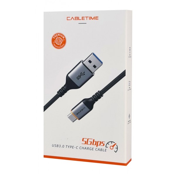 CABLETIME καλώδιο USB-C σε USB CT-AMCMG1, 3A, 5Gbps, 1m, μαύρο